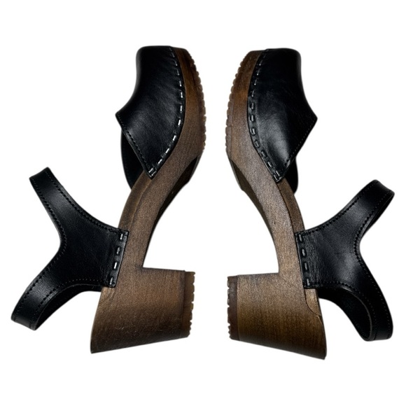 Sandgrens Victoria Classic Black Leather Clog Sandals Sz 7 - Picture 8 of 10